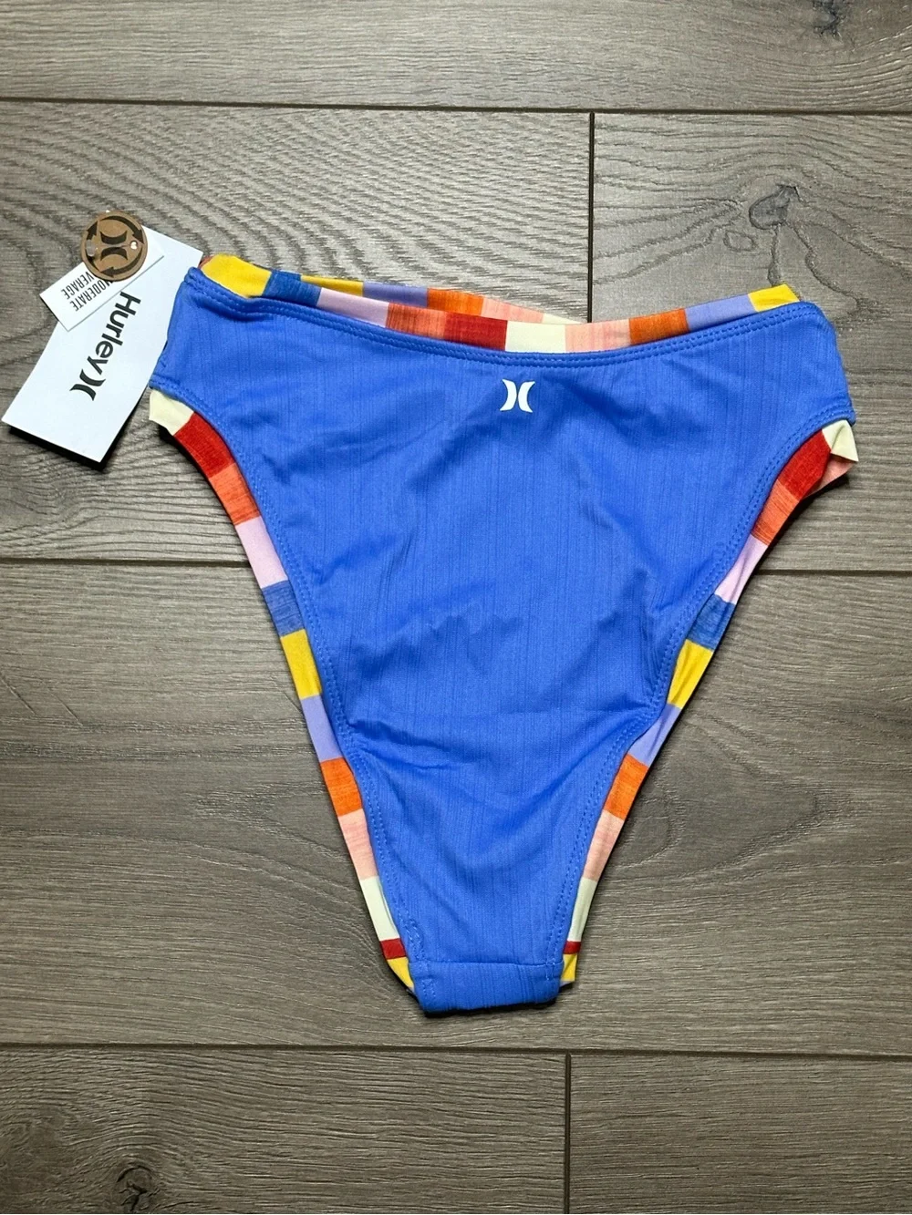 Hurley Retro Block Mod High Waist Bikini Bottom Blue Size XS